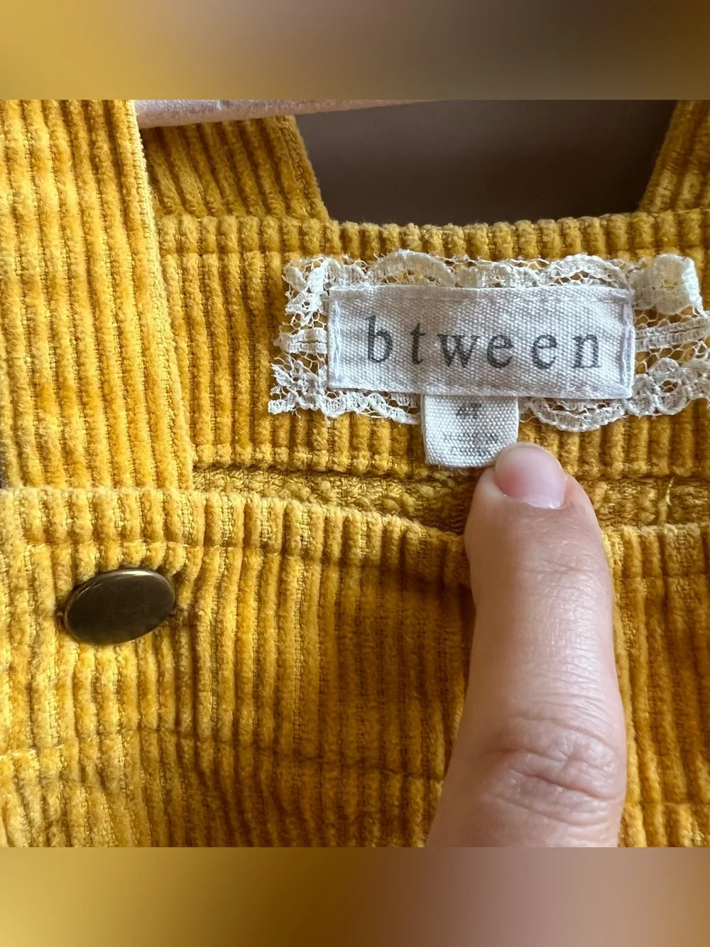 Between Mustard Corduroy Jumper Dress & Floral Top Set Girls Size 4T